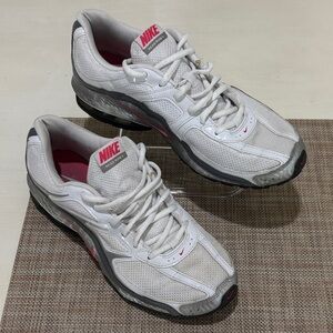 Nike REAX Run 5 in white, silver and pink. Women 12. Excellent condition. Sharp!